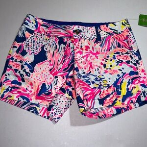Lilly Pulitzer Multicolor Pink Blue Yellow Printed Cotton Shorts